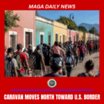 Migrants in a large caravan move north through Mexico toward the U.S. southern border.
