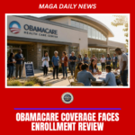 Obamacare building representing a health insurance enrollment review.