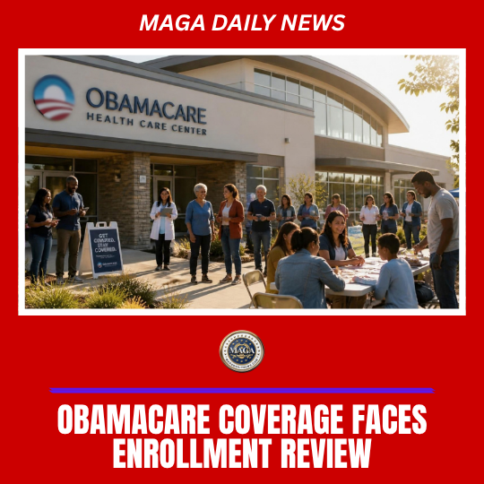 Obamacare building representing a health insurance enrollment review.